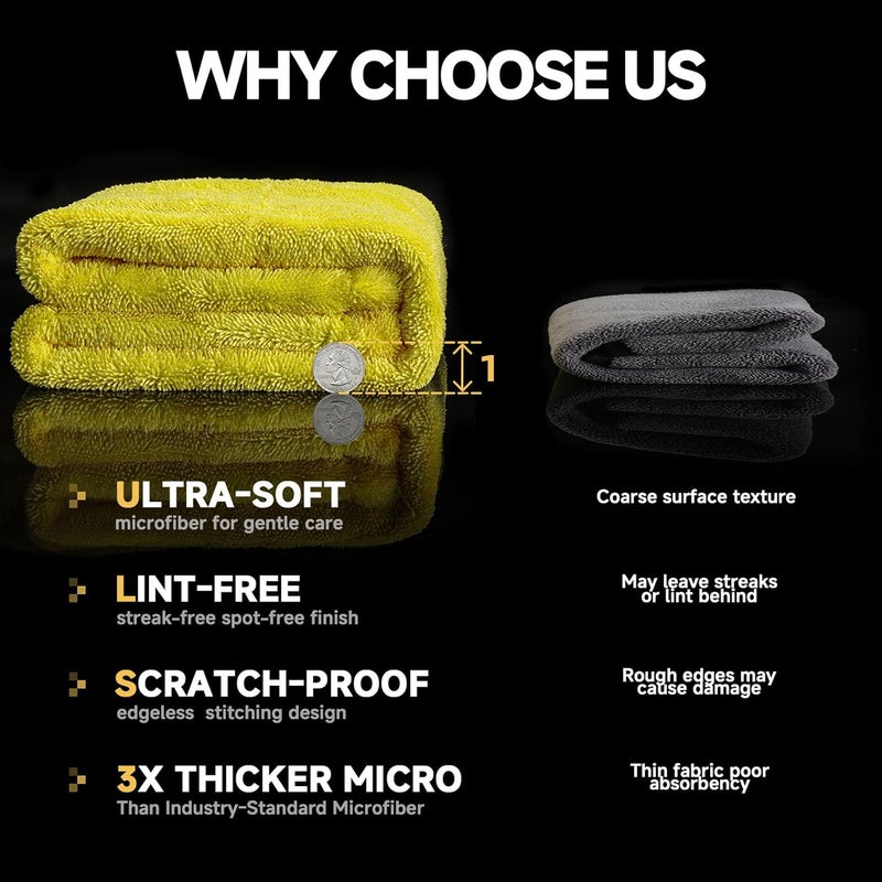 toretark Microfiber Towels for Cars Drying Towel - 36"x24", Streak-Free Double-Sided Ultra Absorbent Bath Towels, Edgeless Design for Car Detailing Cleaning & Household - Image 4